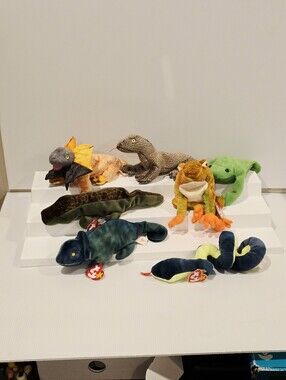 Vintage Ty Beanie Babies Plush Stuffed Reptiles and Amphibians Set